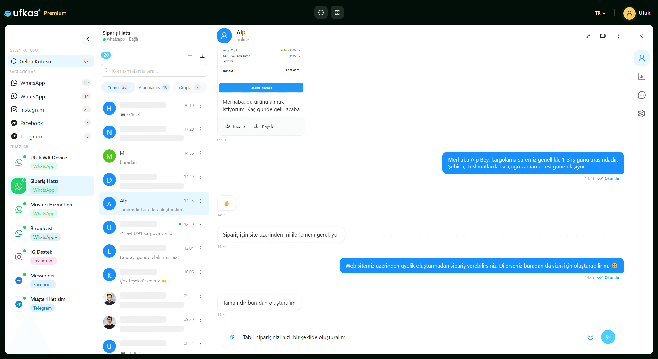 Ufkas Canlı Sohbet Ekranı